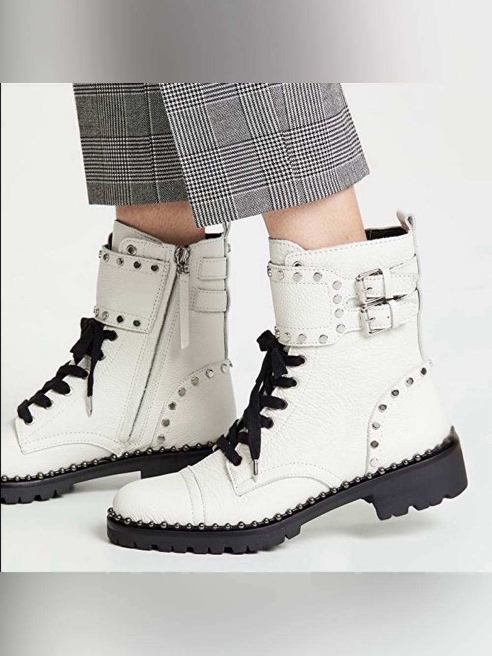 San Edelman Jenifer Studded leather combat boots size 7.5